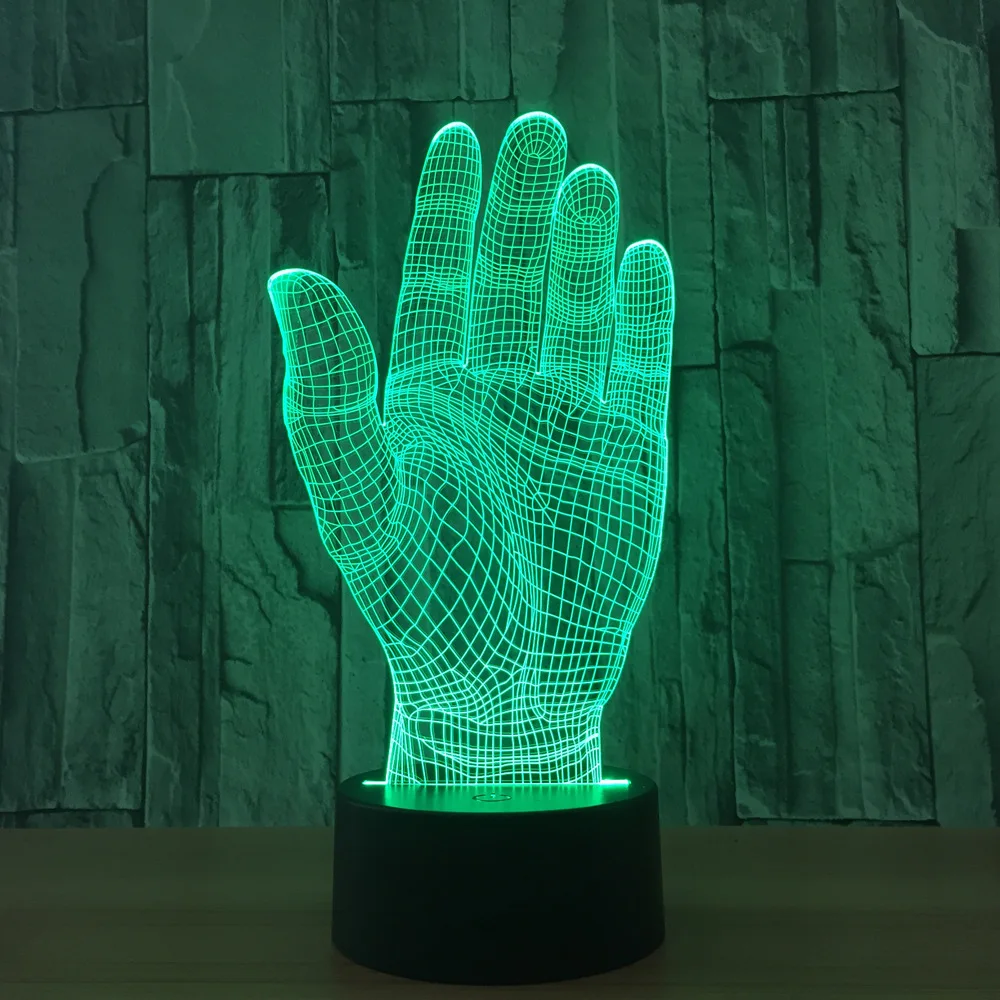 Ладонь 7 цветов лампа 3d визуальные Светодиодные ночные светильники для детей