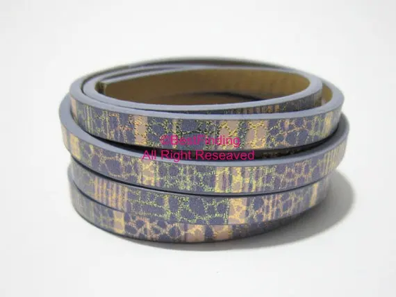 5x2mm Gold lace violet leather cord 5mm flat | Jewelry Findings &amp Components