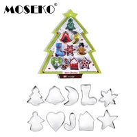 moseko 10pcsset christmas cookie cutters stainless steel cut candy cake cookie mold fondant cutter diy baking tools