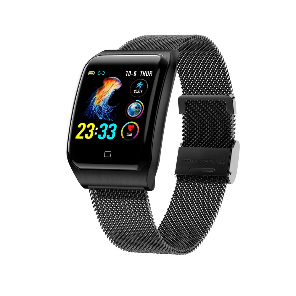 Смарт-часы Torntisc Health Heart Rate, кровяное давление, фитнес-трекер, умные часы для мужчин и женщин - Цвет: Черный