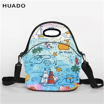 lunch bag Студенческая обеденная сумка из неопрена сумка тоут для ланча с плечевым ремнем для девочек - Цвет: lunch bag