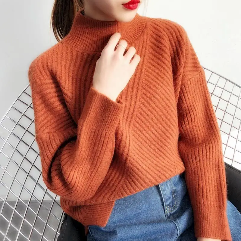 Winter Turtleneck Sweaters Women Pullovers 2019 New Warm thick Long Sleeve Loose Knitted Sweater Casual Solid Jumper Tops | Женская