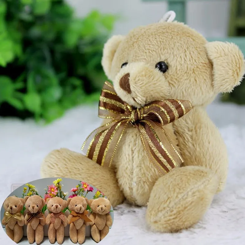 50 шт./лот рекламные подарки 12 см галстук бабочка коричневый плюшевый мишка