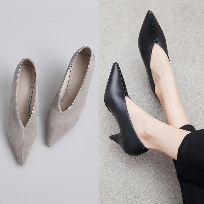 MEMUNIA/Новинка 2020 года Обувь из натуральной кожи Туфли с острым носком на высоком