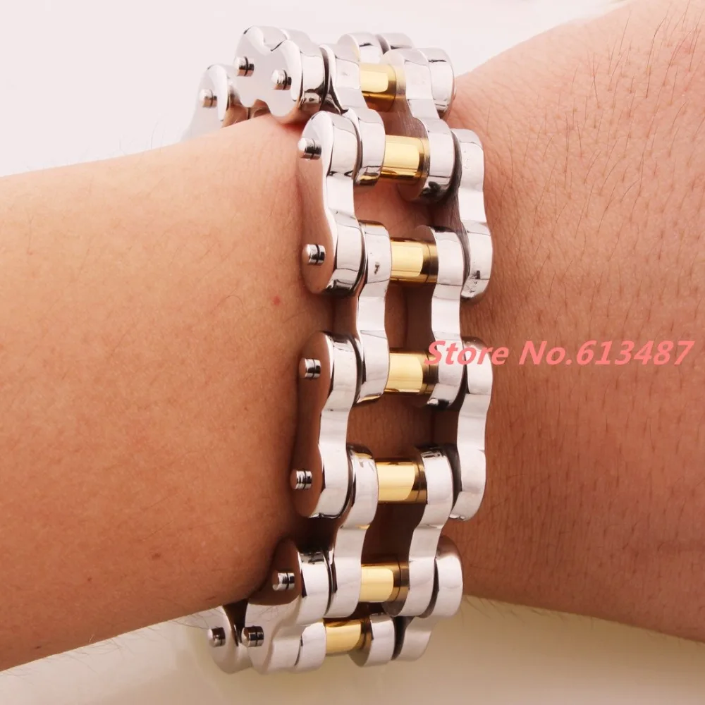 Мужской Байкерский браслет из нержавеющей стали 316L Серебряного и золотого цвета