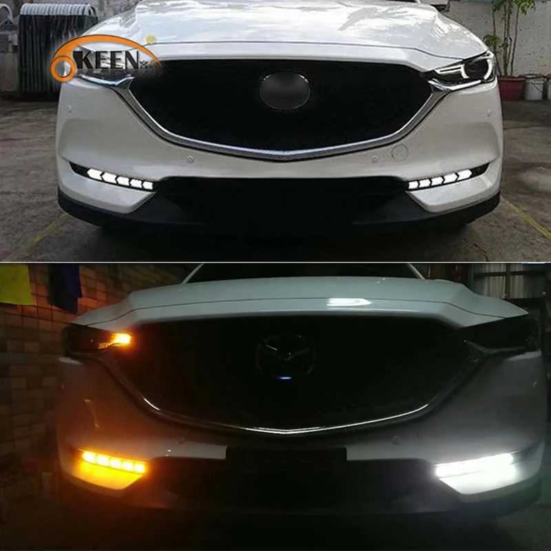 OKEEN светодиодный дневные ходовые огни для Mazada CX-5 CX-8 2017 2018 2019 Белый Синий DRL