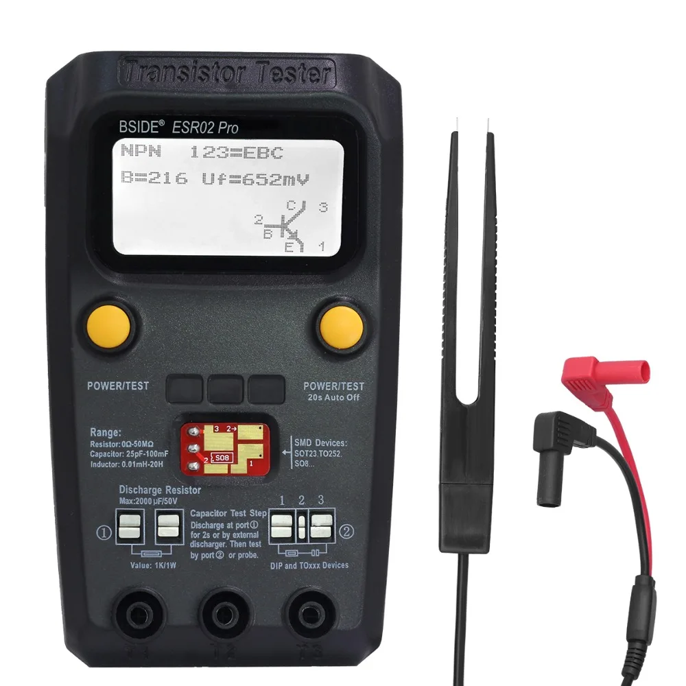 BSIDE ESR02PRO цифровой Транзистор тестер SMD диодные компоненты триодного
