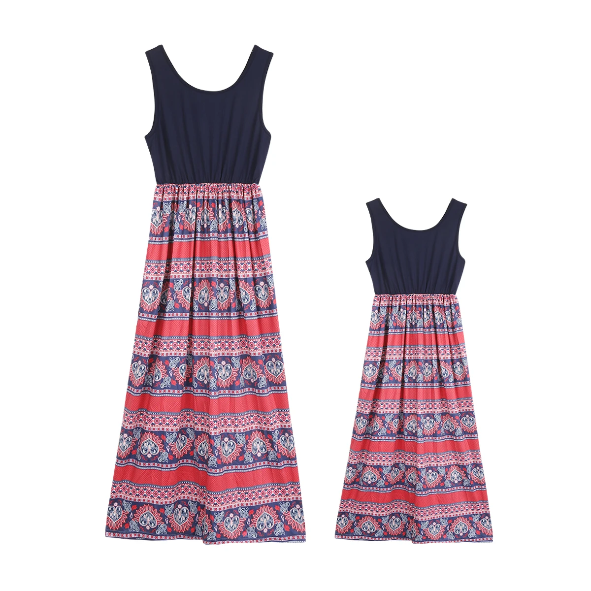 2018 летнее винтажное повседневное семейное платье для мамы и дочки без рукавов с