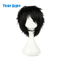 your style synthetic short brown curly cosplay wigs men for party costume hair high temperature fiber