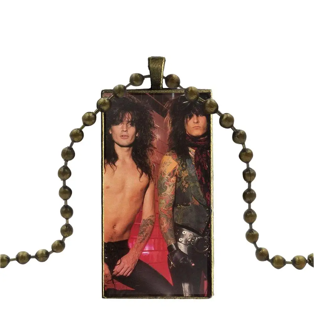 as picture EJ глазури для Для мужчин Для женщин с надписью Mötley Crüe Никки Сикс Стекло кулон Подвеска с изображением галактики Цепочки и ожерелья Для женщин бронза колье с покрытием ювелирные изделия - Окраска металла: as picture