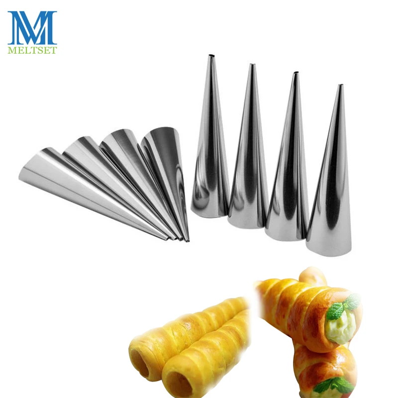 3 шт./лот выпечки Рожков Нержавеющая сталь спираль круассан хлеб рожок для