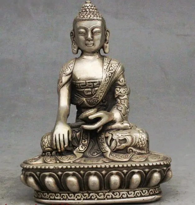 Тибетский буддизм серебряный дракон халат Сакьямуни Будда Шакьямуни Статуя