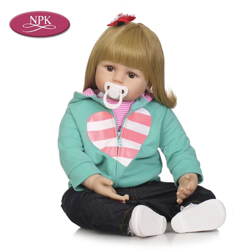 NPK 60 см Кукла реборн для маленьких девочек детская игрушка мягкая силиконовая