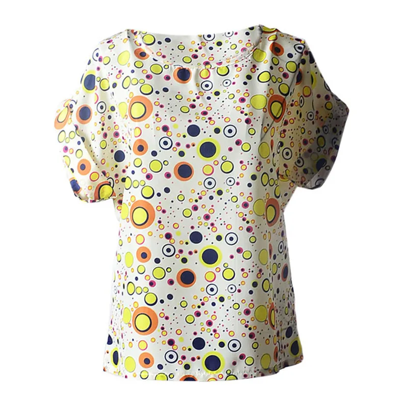 Женские шифоновые блузки с цветочным принтом тропический топ коротким рукавом