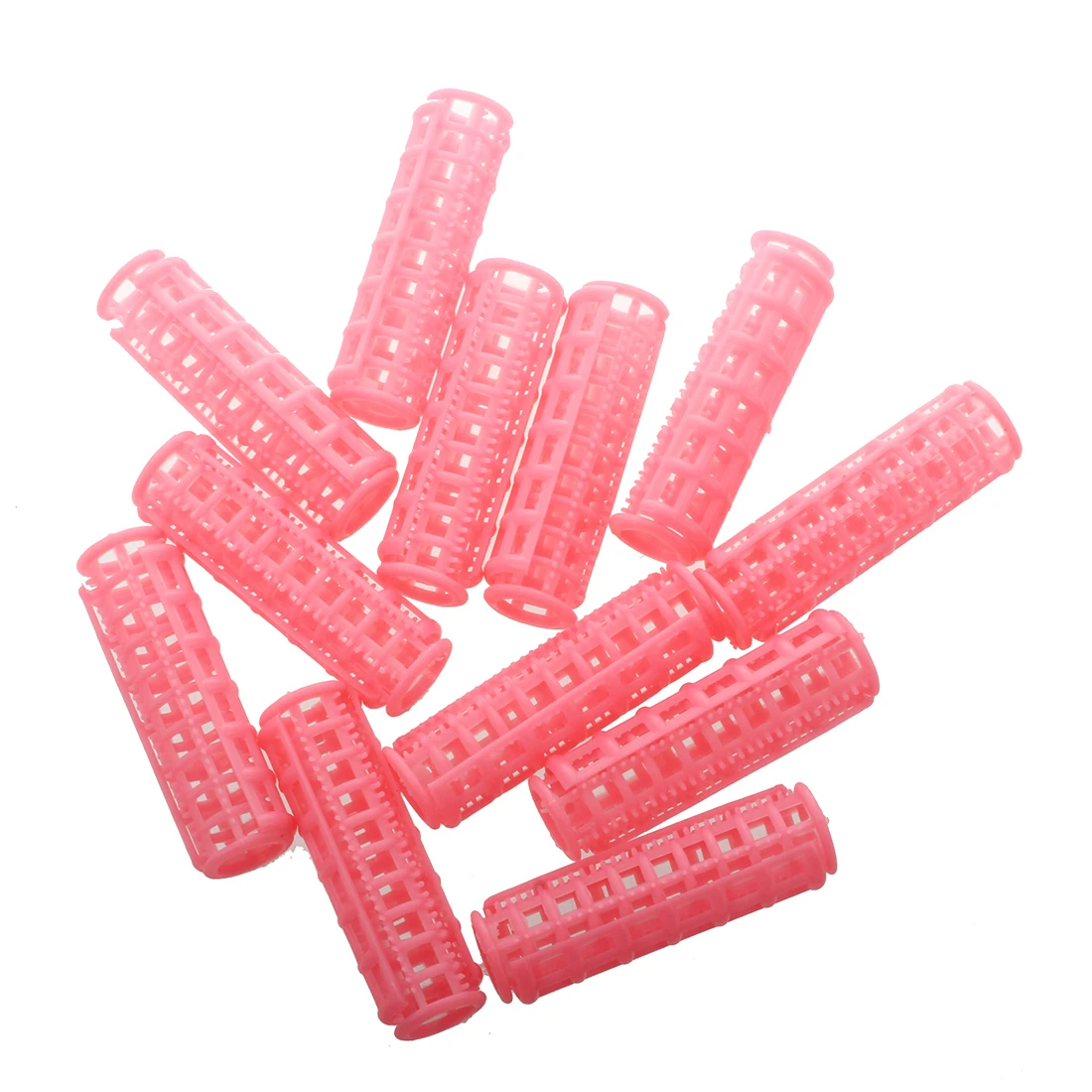 

12 Pcs Pink Plastic DIY Hair Styling Roller Curlers Clips
