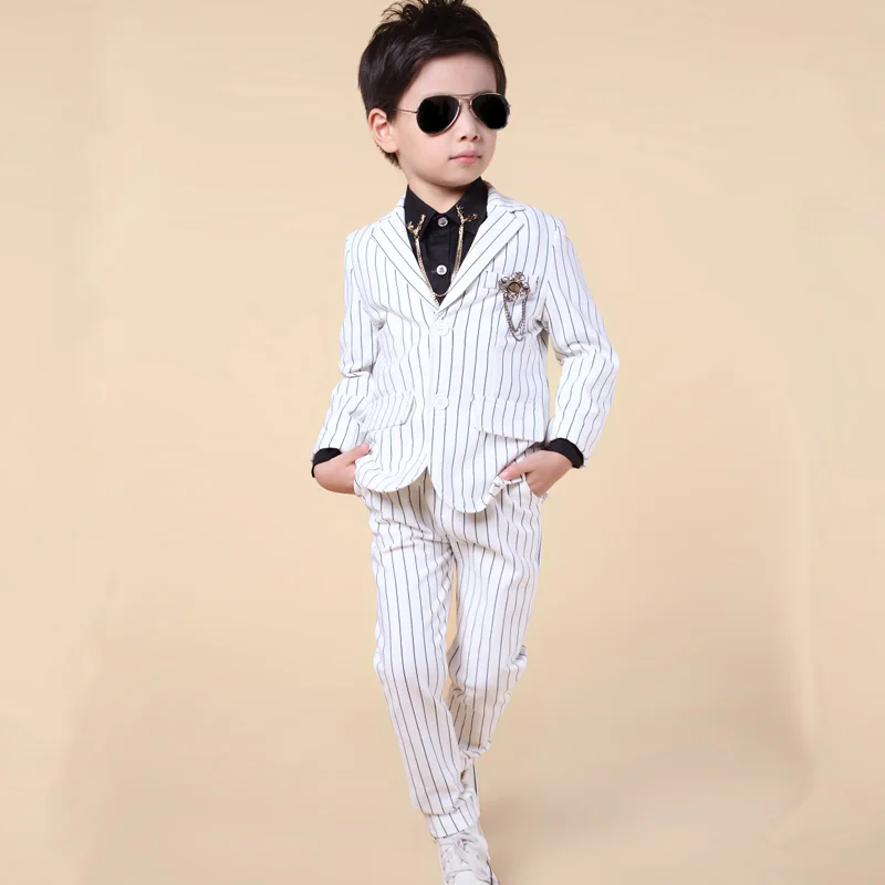 Модный повседневный пиджак из двух предметов для маленьких мальчиков костюмы на