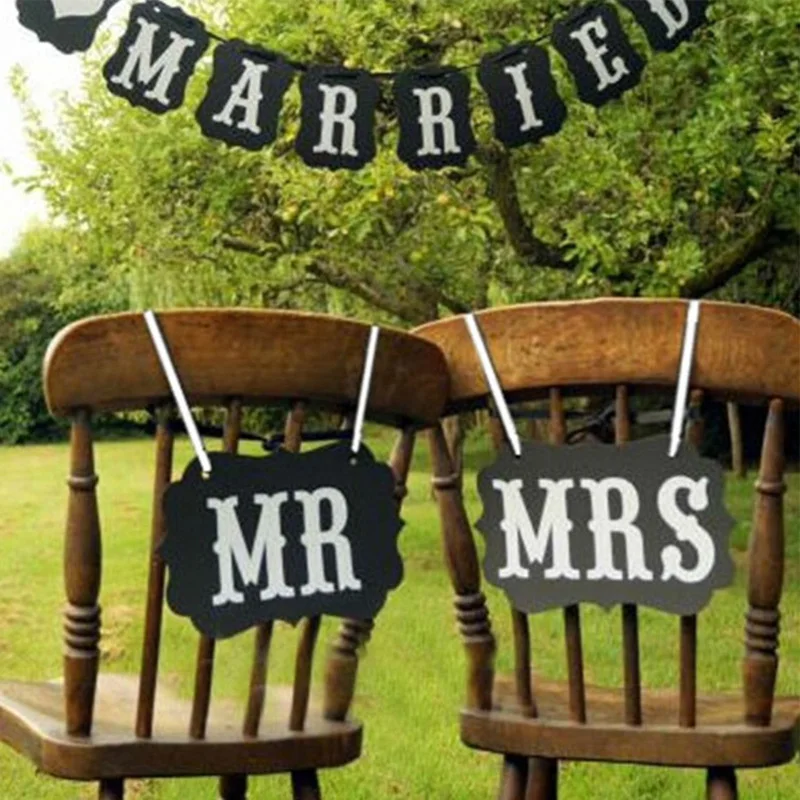 Творческий сделай сам деревянный MR Mrs свадебных доска и лента знак Свадебная