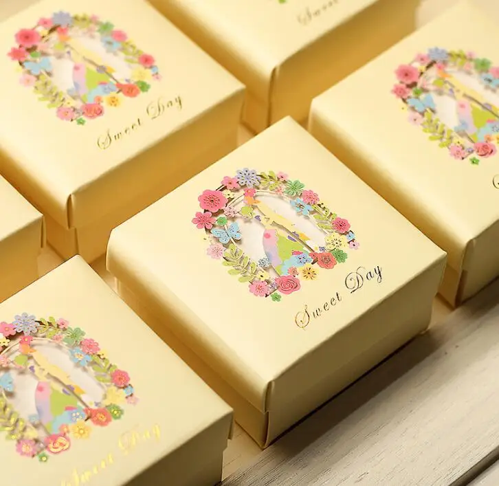 50 шт. цветочный Жених Невеста Hug поцелуй коробка конфет свадьбы пользу коробки