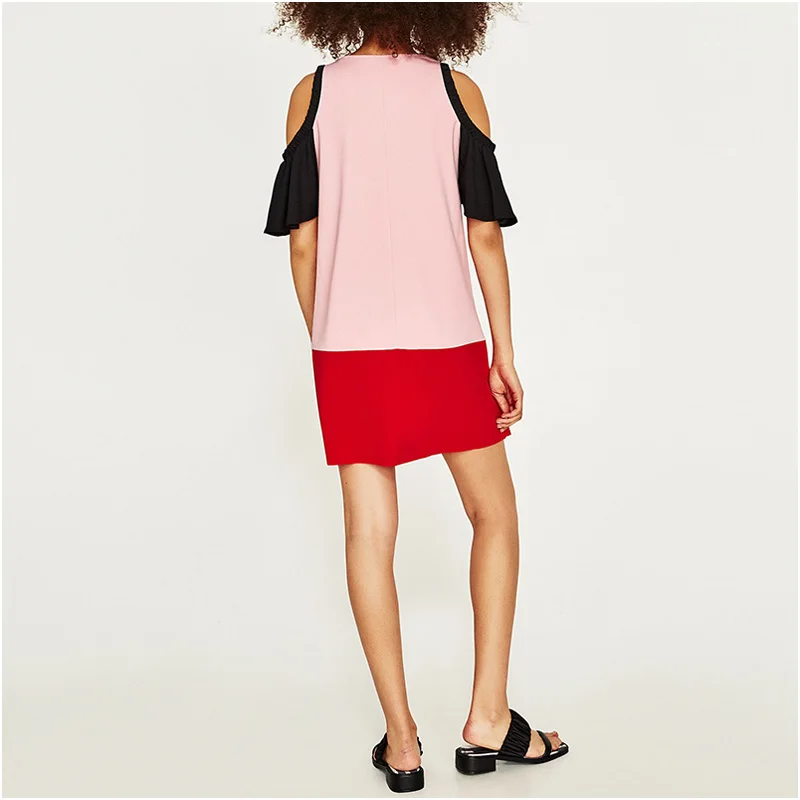 NYMPH сексуальное платье с открытыми плечами и коротким Расклешенным рукавом 2017