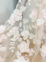 3d full blossom flower tulle lace fabric in blush wedding gown bridal dress prom dress fabric by yard