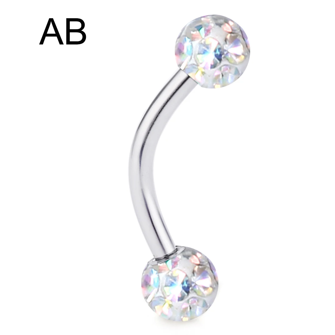 AB Color 1 шт. эпоксидной Кристалл Ferido мяч кольца для губ изогнутая гантель из нержавеющей стали для бровей Пирсинг для тела ювелирные изделия для Для женщин девочек MD08 - Окраска металла: AB Color