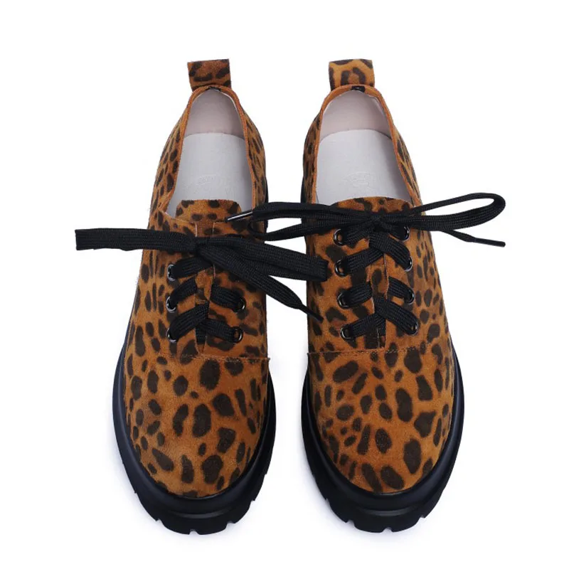 New leopard genuine leather women martens lace up platform flat ankle boots | Обувь
