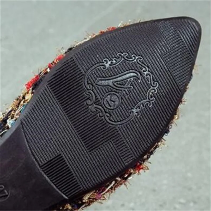 Женские плетеные туфли FeiYiTu на плоской подошве из твида повседневная обувь