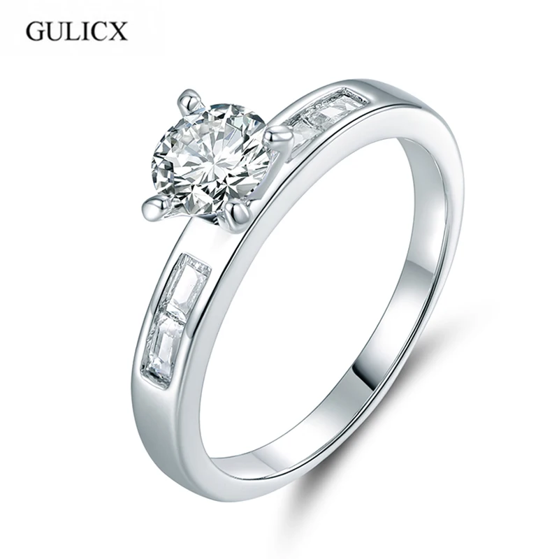 Женское кольцо с кристаллами GULICX белое/Золотое средней длины круглыми R172 |