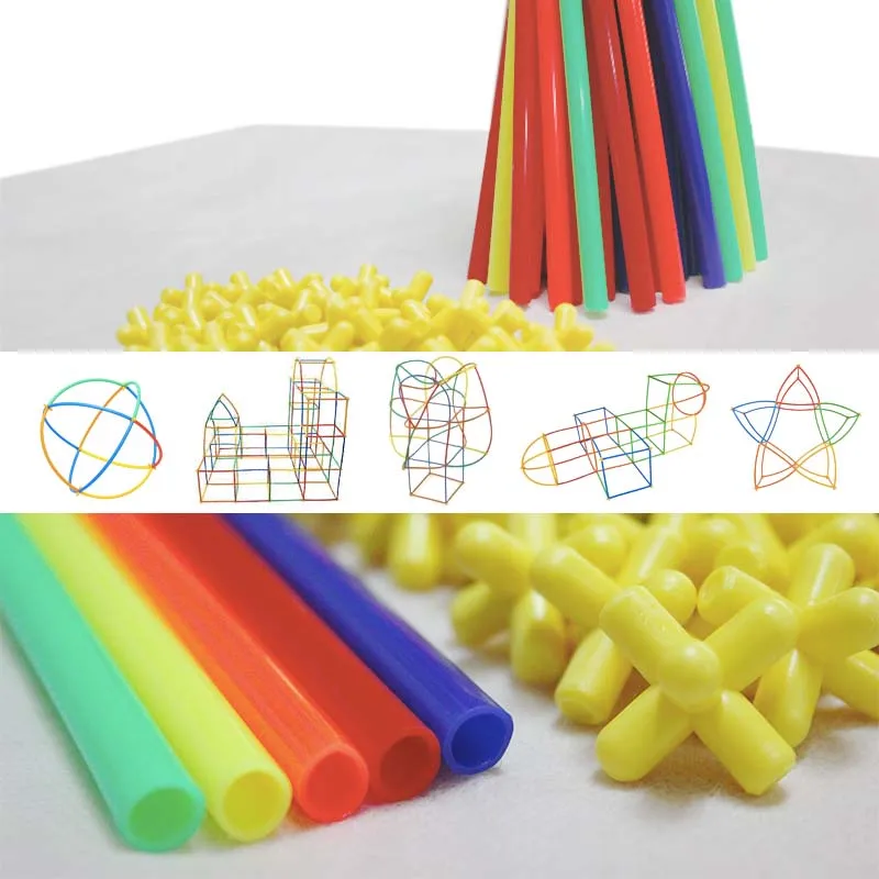 100/200/300 шт 4D DIY Пластик соломы, строительные блоки, игрушка творческий набор сборки конструктор инженер образовательные игрушки для детей, подарок