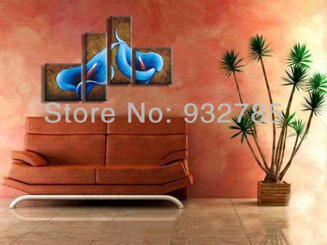 Лилия синяя Калла современная абстрактная картина маслом ручной работы большого