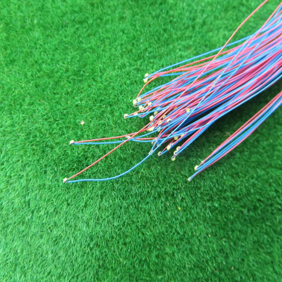 

0402 SMD Red Yellow Blue Green Model Train HO N OO Scale Pre-soldered Micro Litz Wired LED Leads Wires 20cm