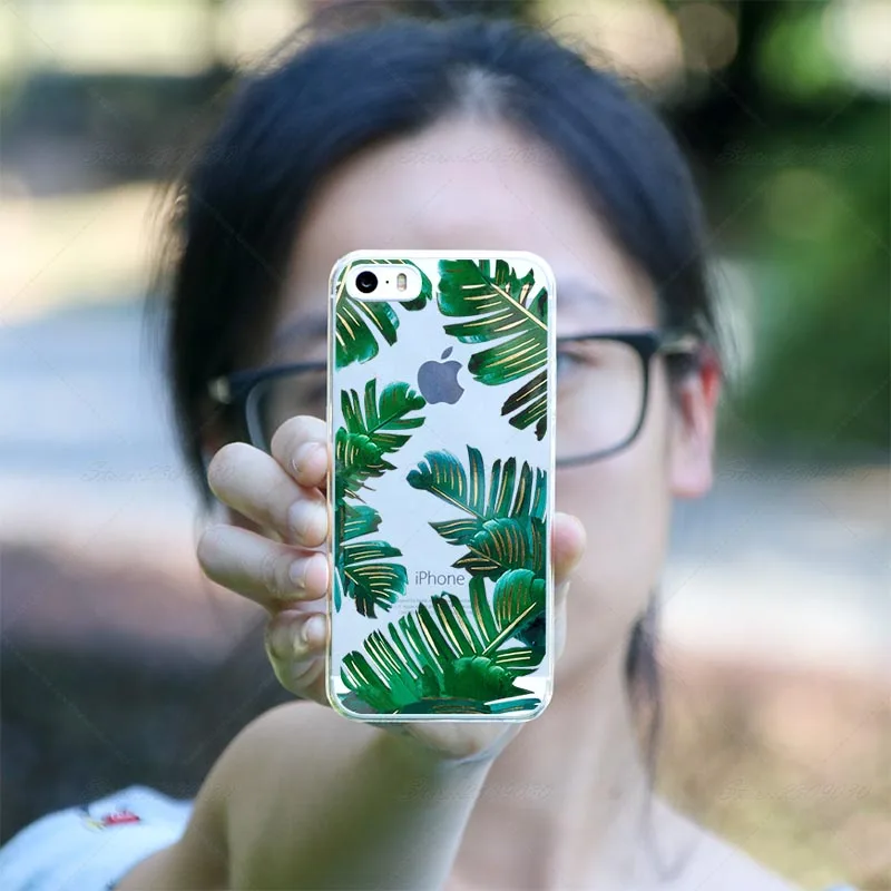 Ультратонкий Мягкий силиконовый растения кактус банан листья чехол для iPhone 5/5s/SE 4