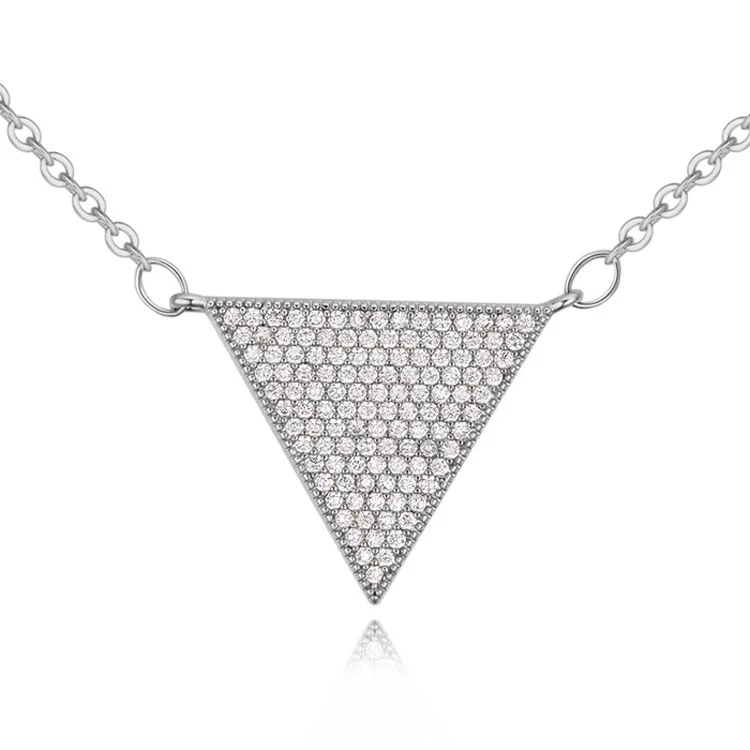 Мода Женщина Башня Пирамида Кулон Кристалл Ожерелье Позолоченное Серебро Цепи