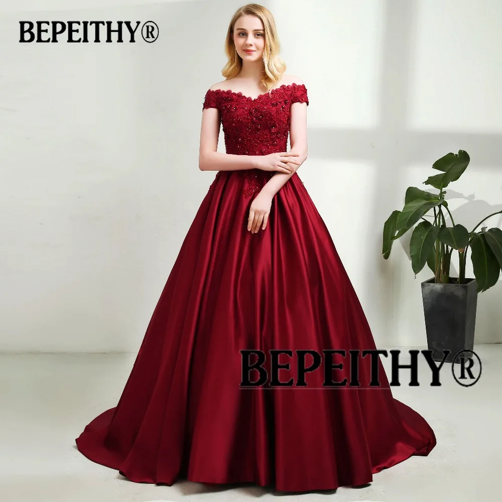 Бургундия BEPEITHY, на заказ, vestido de festa, с v-образным вырезом, темно-синее, кружевное, расшитое бисером, винтажное платье для выпускного вечера, с открытыми плечами, длинное вечернее платье - Цвет: Бургундия