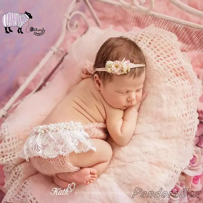 Newborn Photography Props Baby Girl Headband+Romper Photoshoot Outfits Backless Overalls Shooting Prop fotografia Accessories | Детская