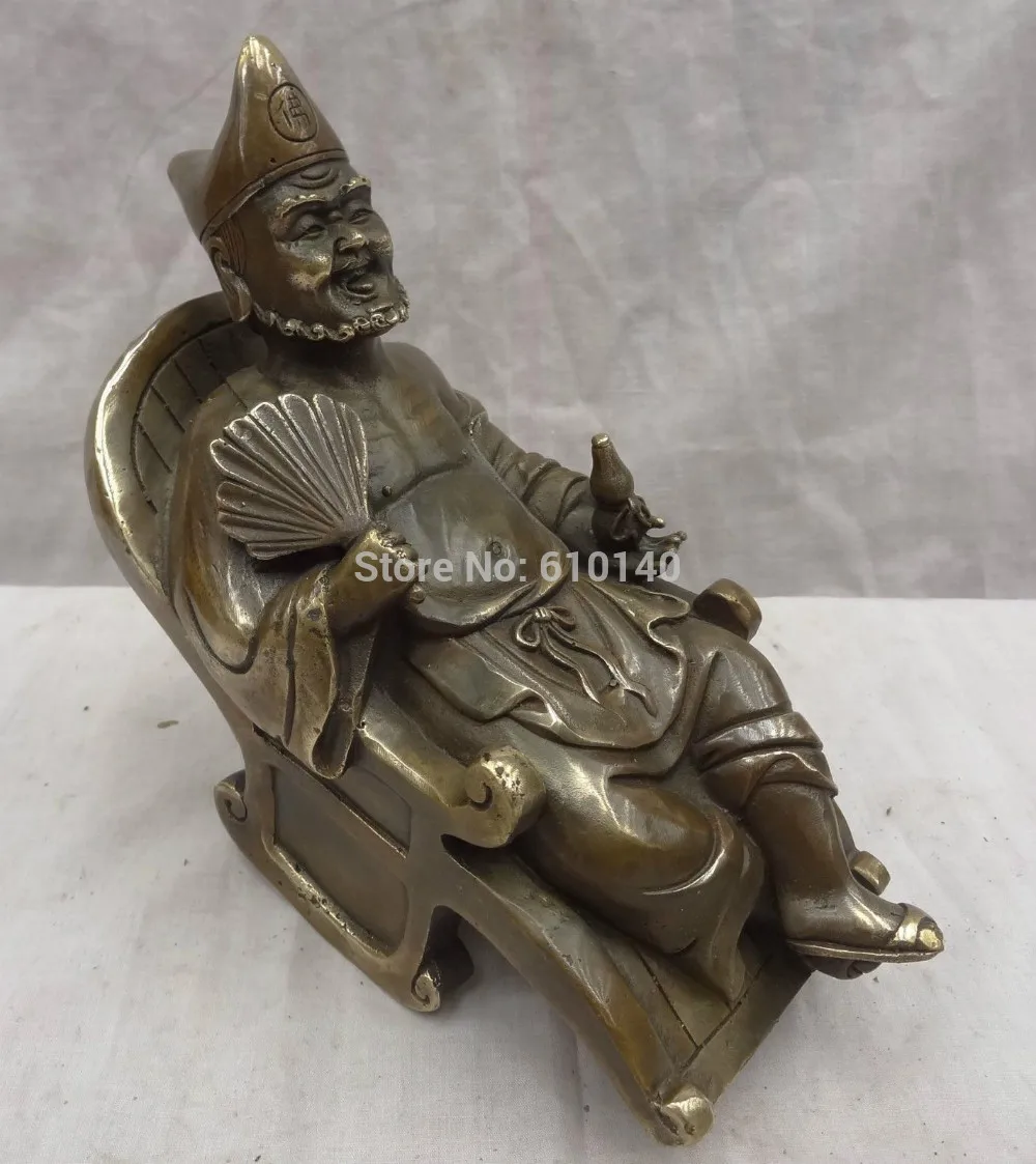SCY 8 &quotКитайская бронза буддизм Arhat Chai Gong JiGong Monk Gourd статуя фаната Будды | Дом и сад