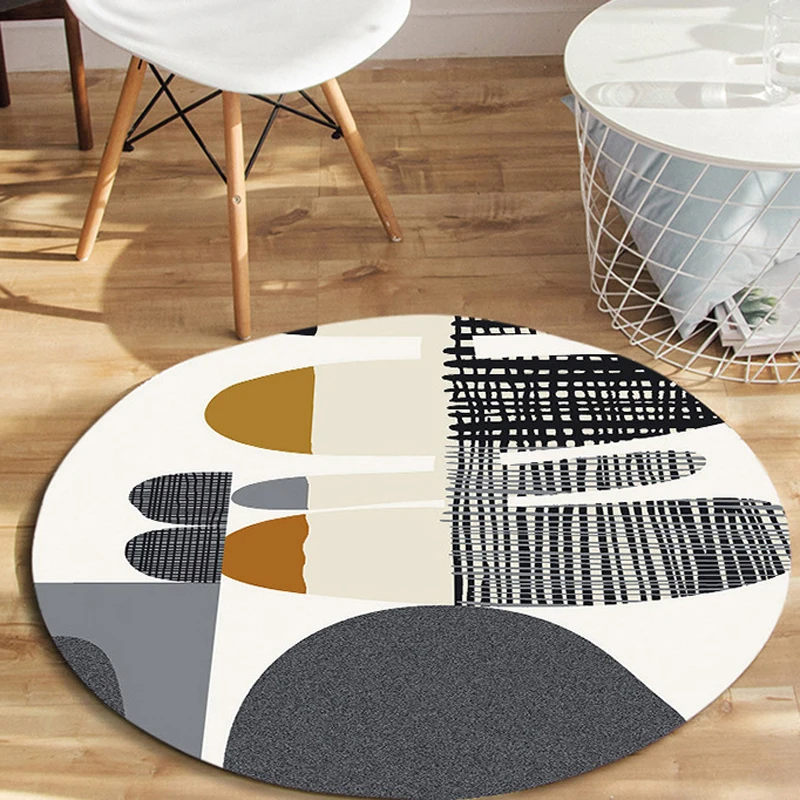 Серая серия круглых ковровых покрытий в скандинавском стиле для гостиной
