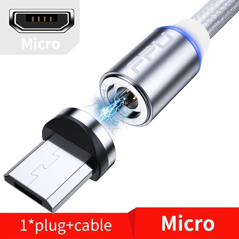 Silver Micro Cable FPU 3 м Магнитный Micro USB кабель для iPhone samsung Android мобильный телефон Быстрая зарядка usb type C кабель магнит зарядное устройство провод шнур - Цвет: Silver Micro Cable