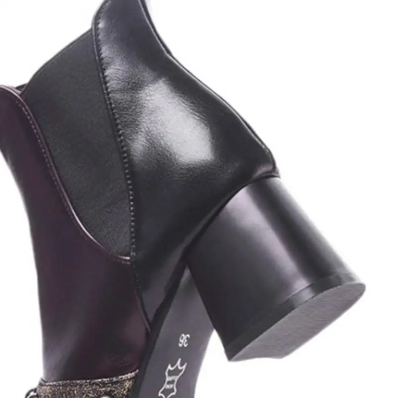 ZALAVOR/женские ботинки на высоком каблуке зимняя теплая обувь меху женские