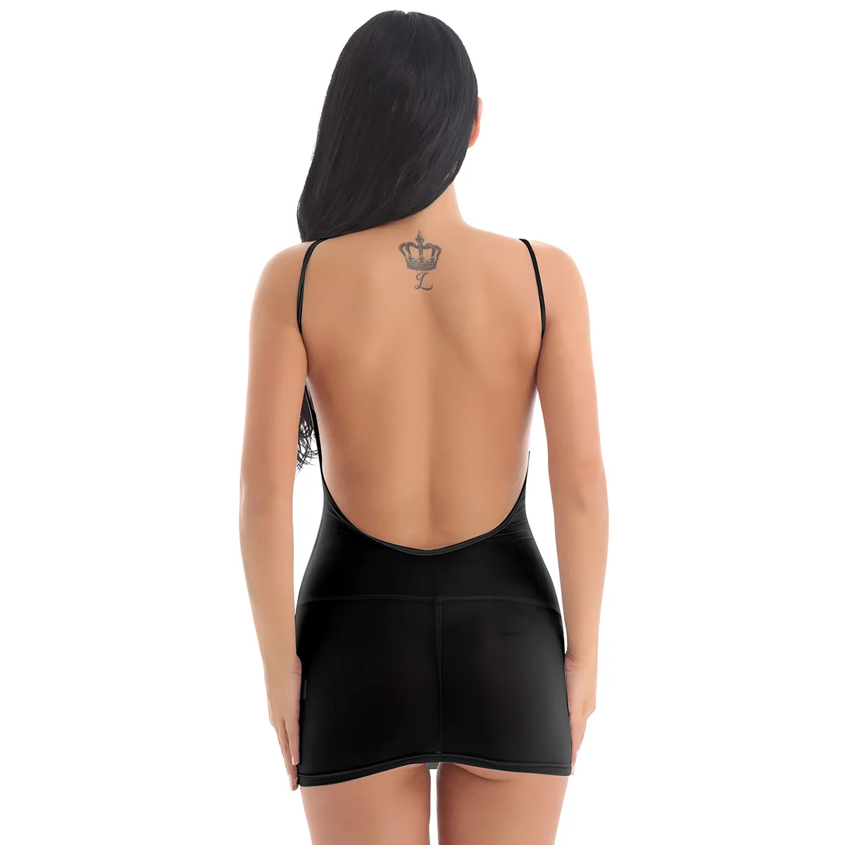 Женское нижнее белье Babydoll мини платье на тонких бретельках с открытой спиной
