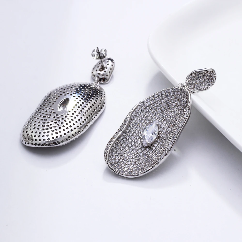 6 2 см очень большие серьги в виде листьев красивая свадебная бижутерия с белыми