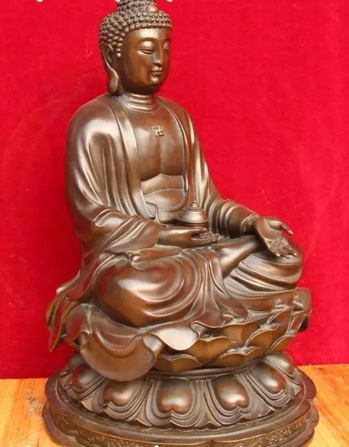 16&quot Old Chinese Pure Bronze Buddhsim Shakyamuni Sakyamuni Amitabha Buddha Statue | Дом и сад