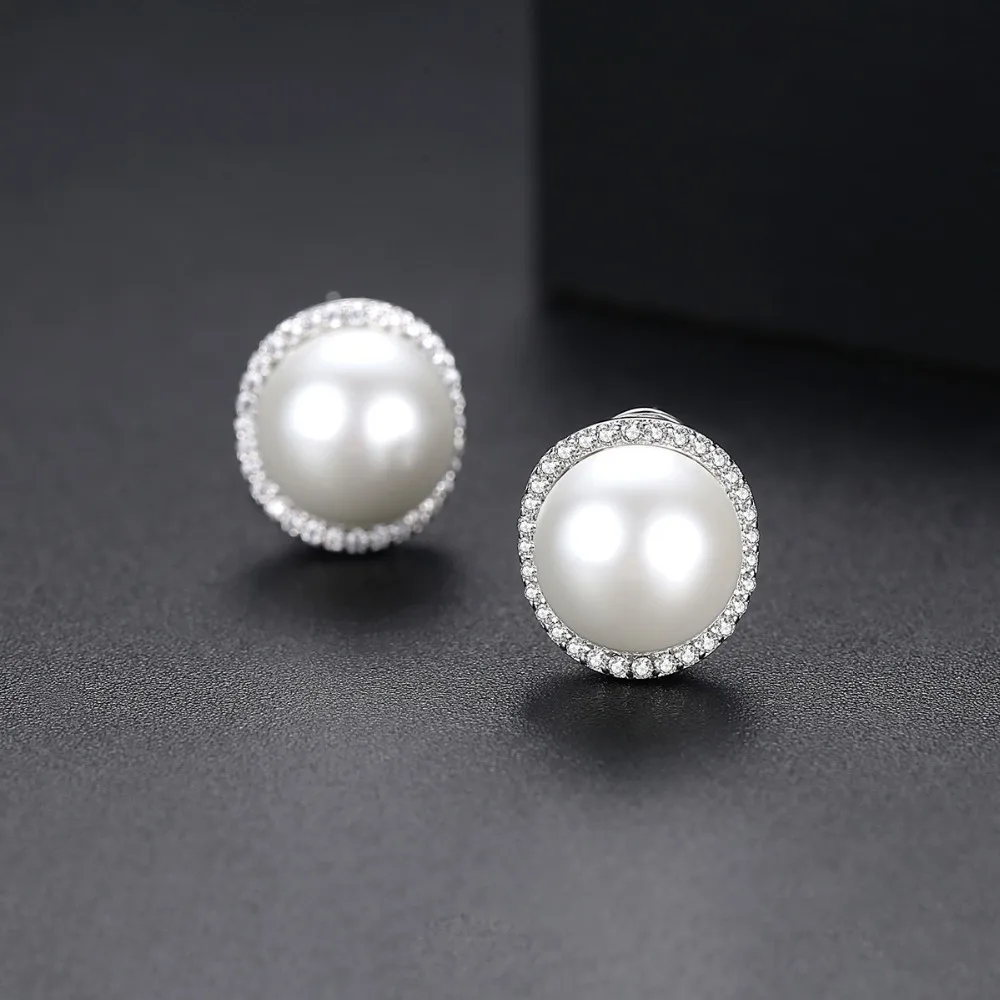 LUOTEEMI большая круглая подвеска с имитацией жемчуга серьги гвоздики для женщин