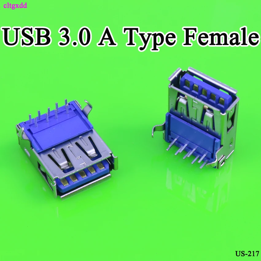 

cltgxdd 10pcs USB 3.0 A Type Female Socket 9 Pin DIP Socket Connector 90 degrees for High-speed Data Transmission