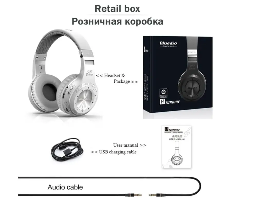 White retail box Оригинальные bluetooth наушники Bluedio HT для съемки, BT5.0Stereo, bluetooth гарнитура, беспроводные наушники для телефонов, музыка - Цвет: White retail box