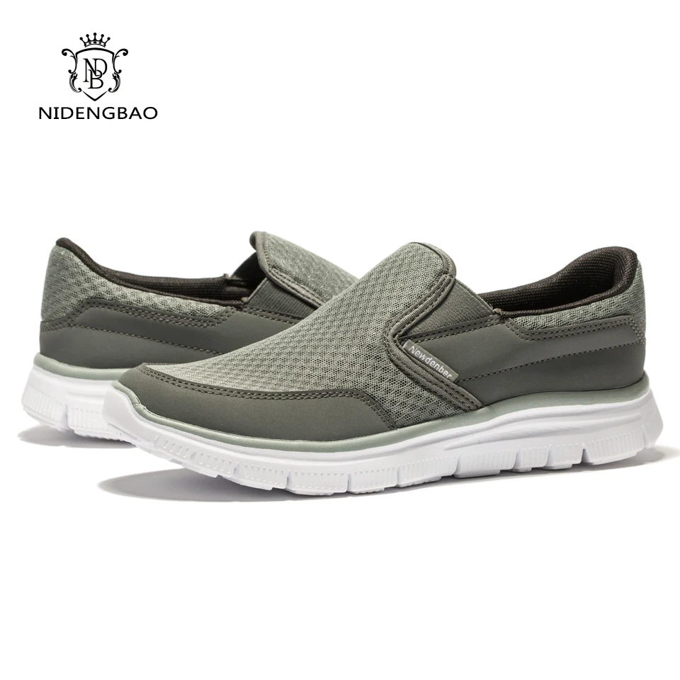 Туфли мужские сетчатые без шнуровки дышащие удобные повседневная обувь на