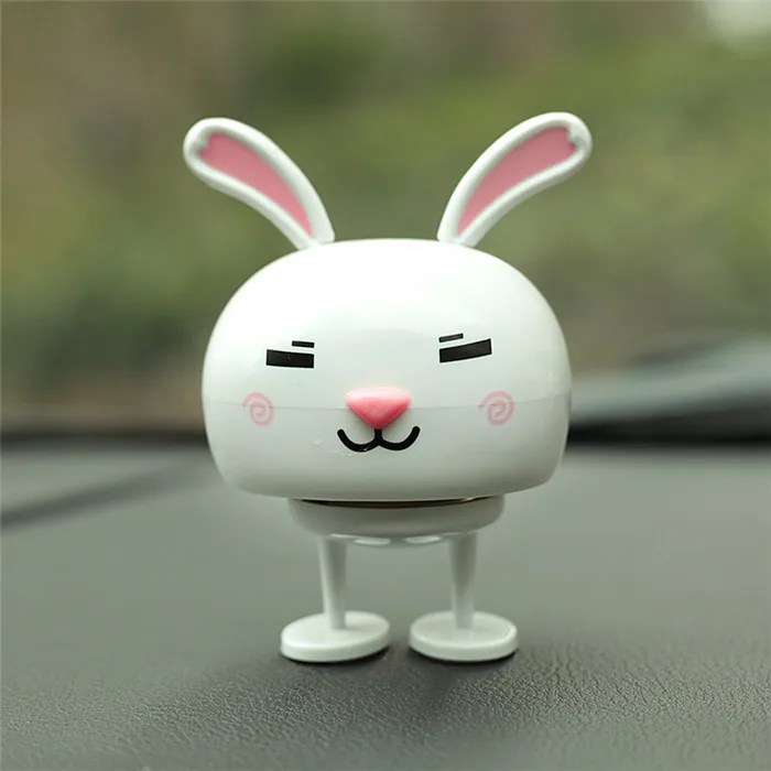 White Rabbit Милые украшения, кивающий медведь, Автомобильные украшения, автомобильная приборная панель, качающаяся голова, кошка, кукла, танцевальные игрушки, аксессуары - Название цвета: White Rabbit