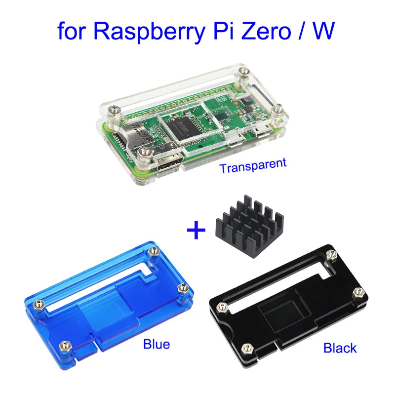 Корпус для Raspberry Pi Zero W акриловый корпус внешний с радиатором прозрачный черный