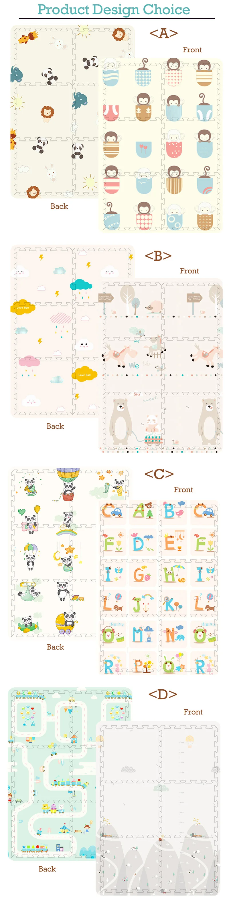 Infant Shining Baby Mat XPE Foam Kid Play Mat 180*120*2CM(71*47*0.8in) 6PCS Floor Mats Foam 0-8Y Waterproof Living Room