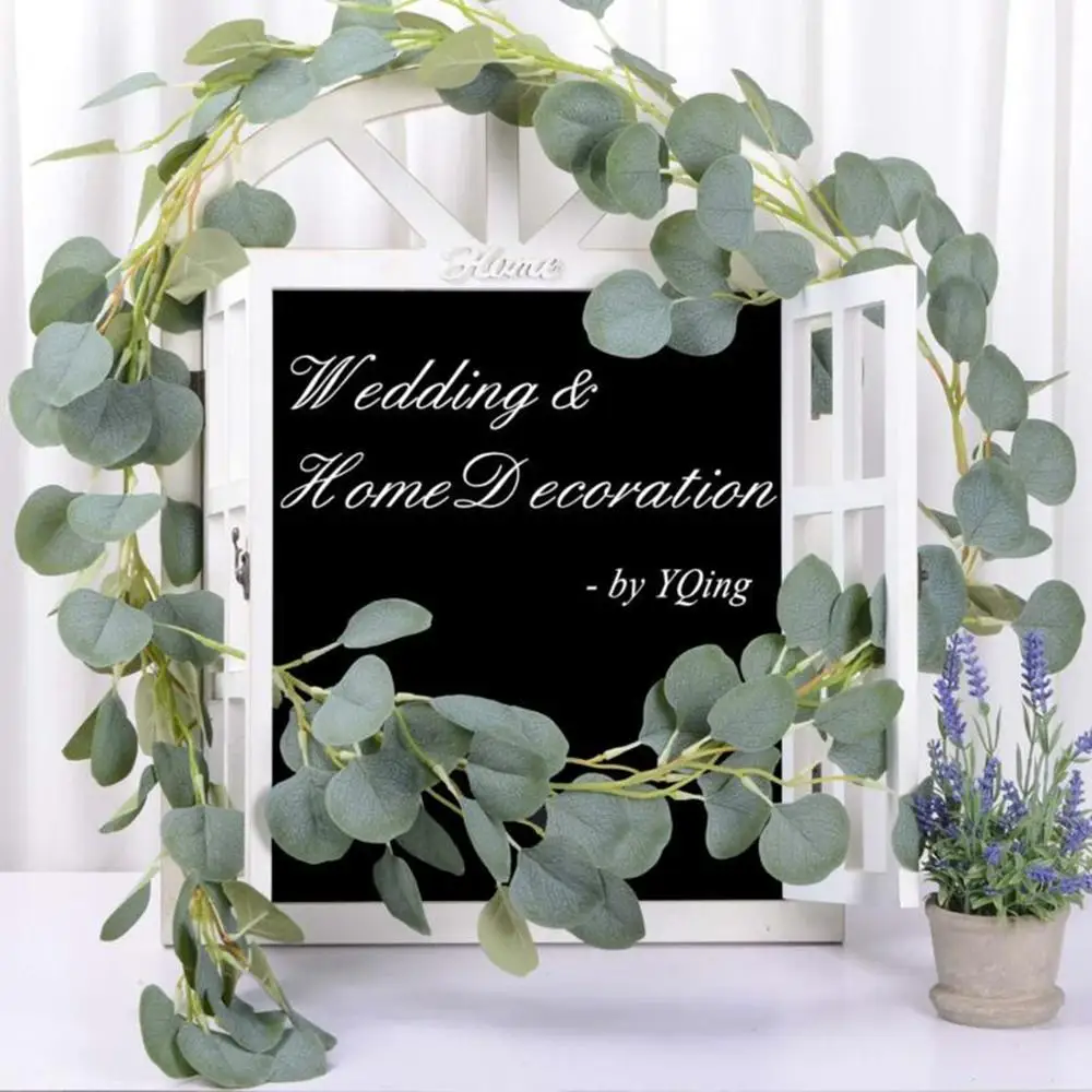 PATIMATE 2 м искусственный эвкалипт листья лоза шелковая зелень венок поддельные